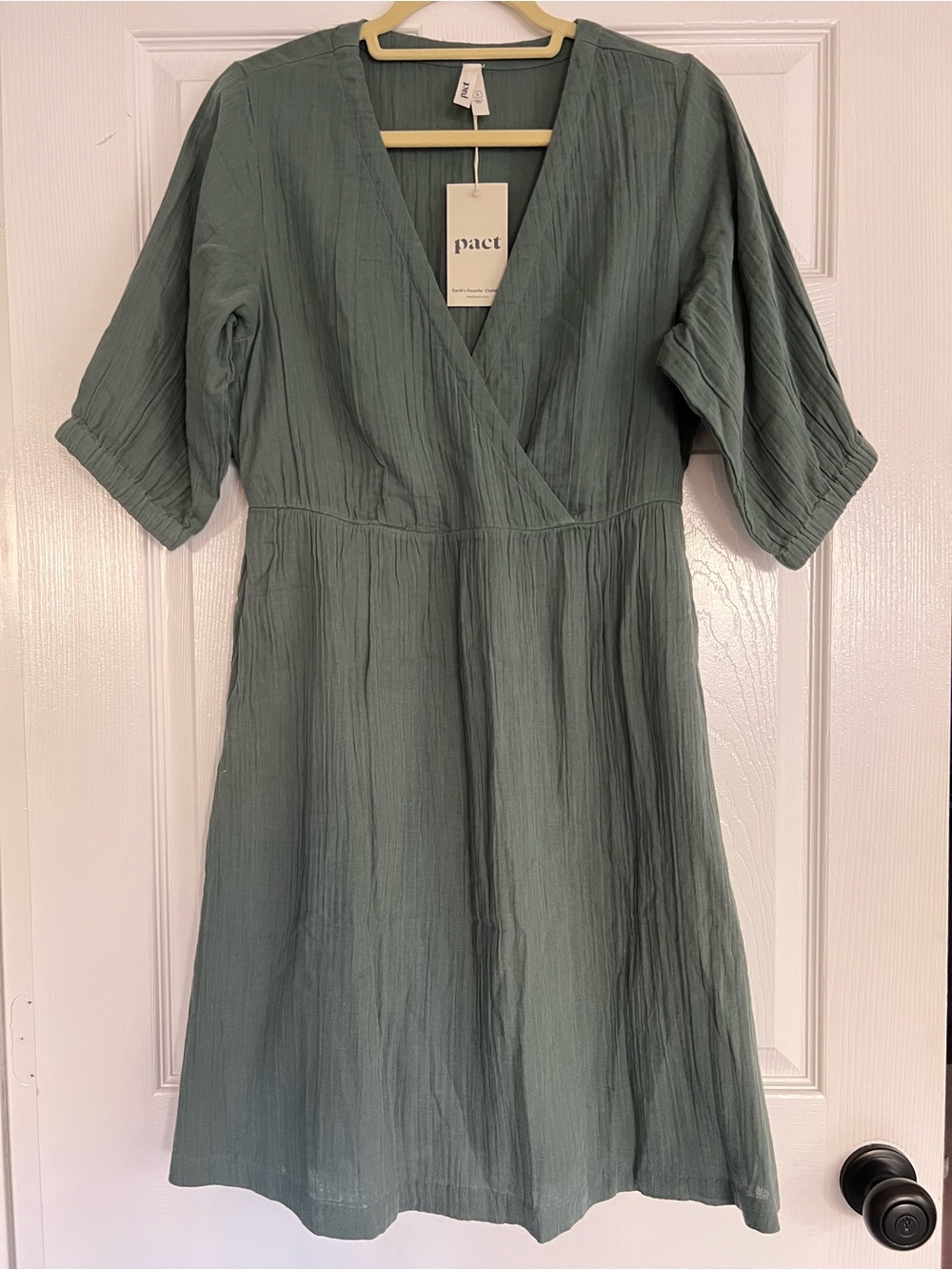 ‼️NWT: Pact Organic Sage Green Coastal Gauze Midi Dress - S